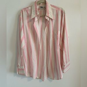Vintage Michel Daniel Paris button down blouse. Pink stripes.